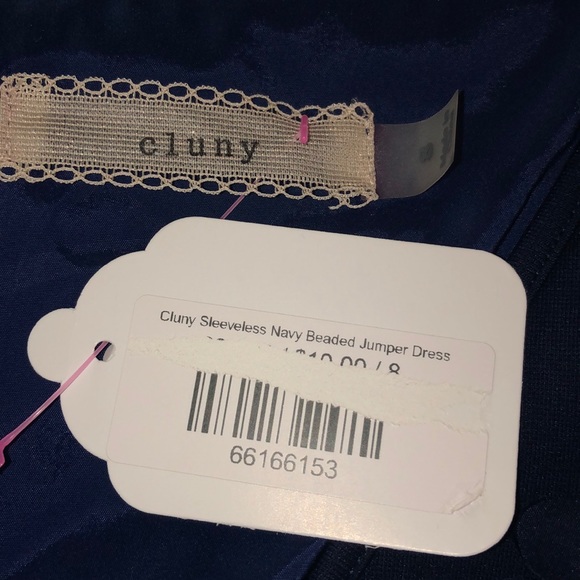 💙CLUNY💙SLEEVELESS NAVY BEADED DRESS💙 - Picture 8 of 8